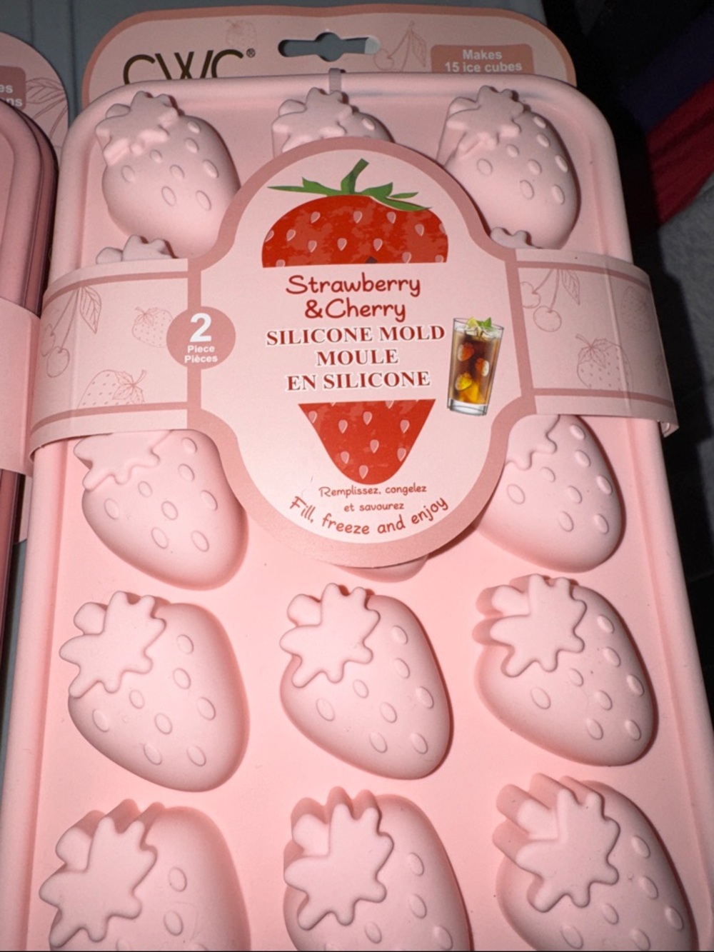 Pink Strawberry & Cherry Silicone Mold Set - 2 Pack - Picture 3 of 3